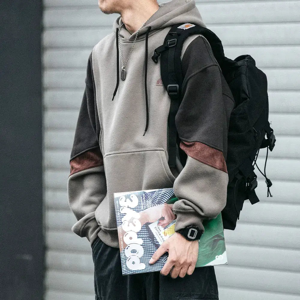 Bàlthásar | Sudadera con capucha de forro polar para hombre con diseño patchwork
