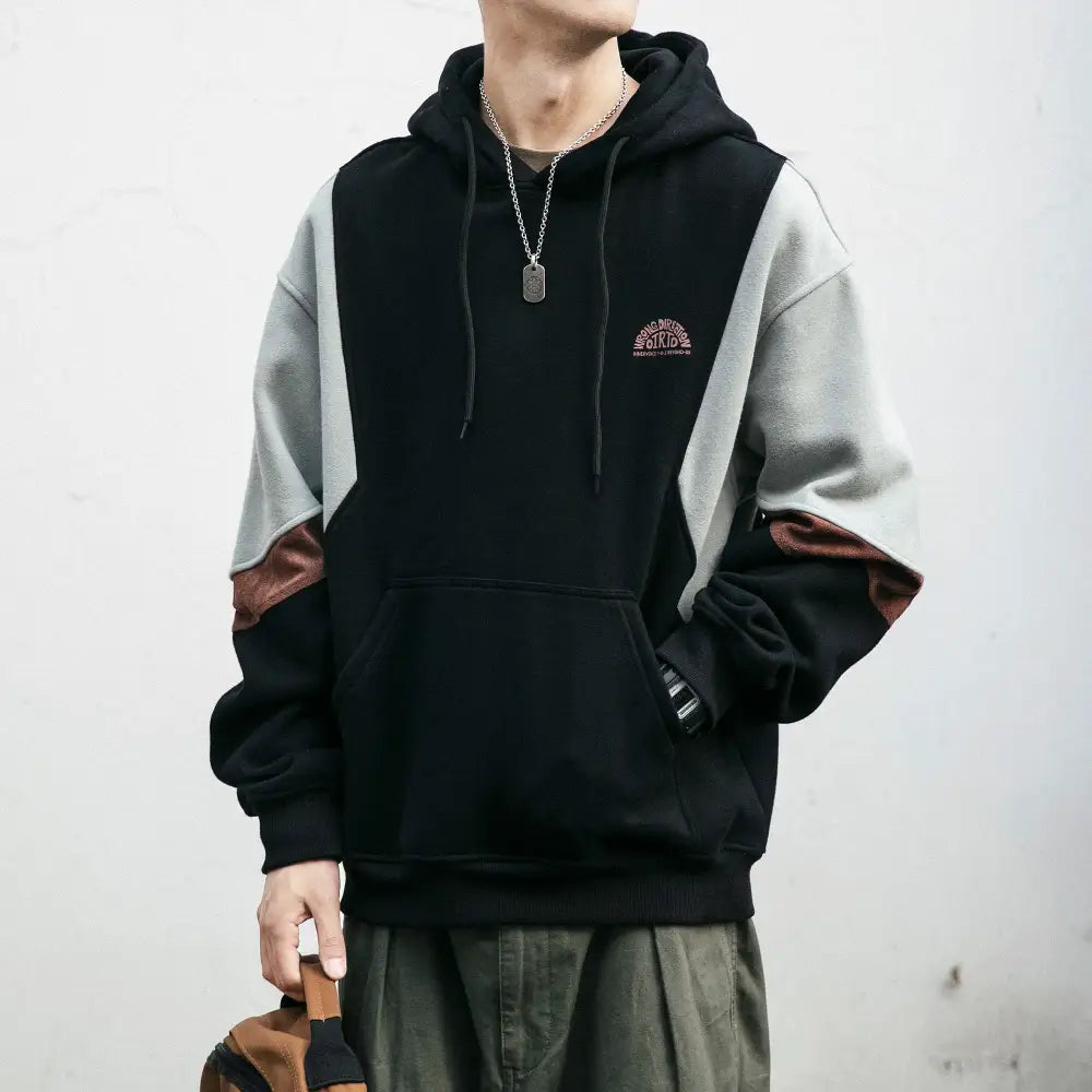 Bàlthásar | Sudadera con capucha de forro polar para hombre con diseño patchwork
