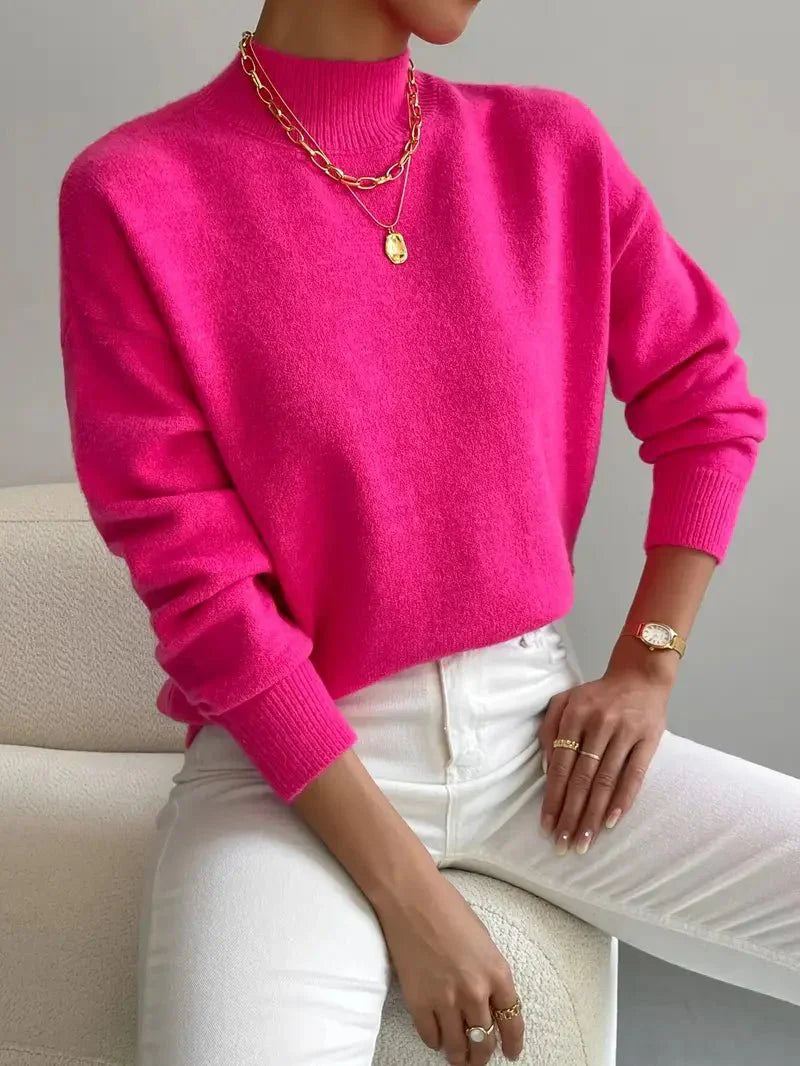 Elena - Suéter de mujer cuello alto manga larga estilo