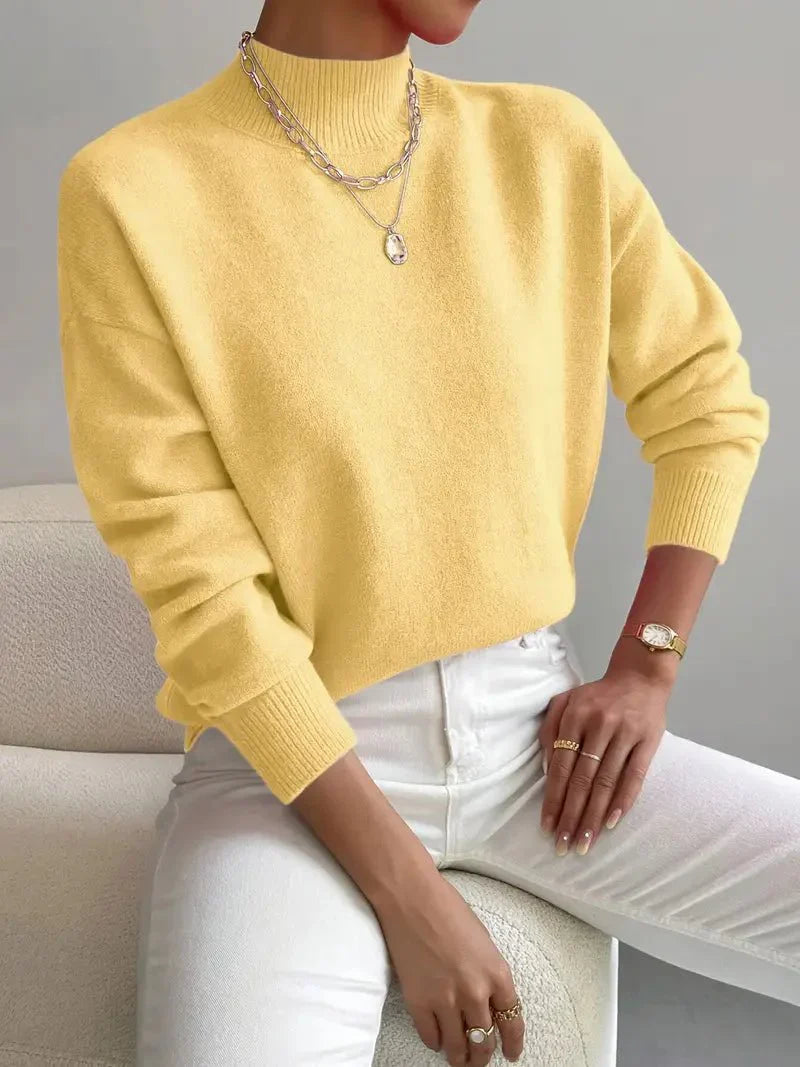 Elena - Suéter de mujer cuello alto manga larga estilo