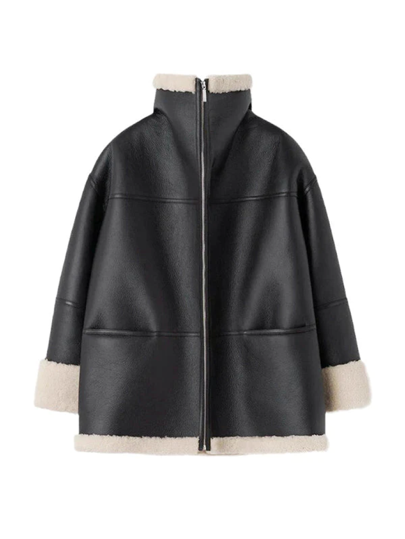 Emma – Chaqueta de piel sintética con forro de borreguillo