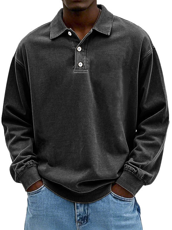 Manuel - Polo de hombre manga larga con botones