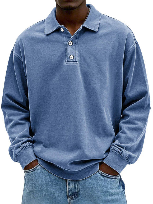 Manuel - Polo de hombre manga larga con botones
