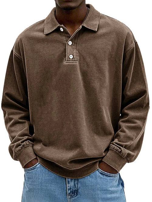 Manuel - Polo de hombre manga larga con botones