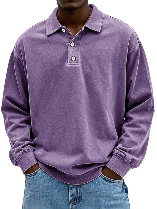 Manuel - Polo de hombre manga larga con botones