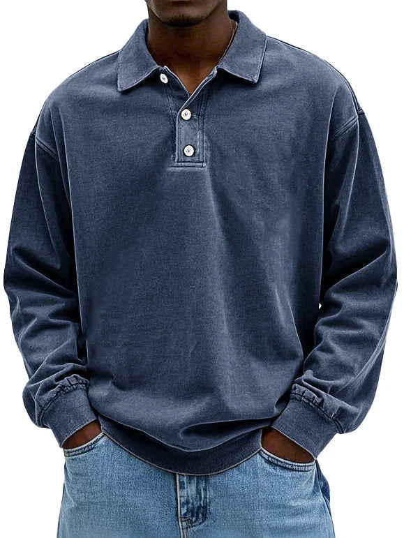 Manuel - Polo de hombre manga larga con botones