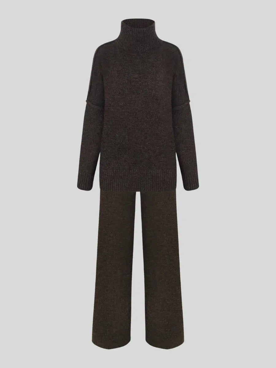 Marina - conjunto de punto mujer jersey cuello alto y pantalón