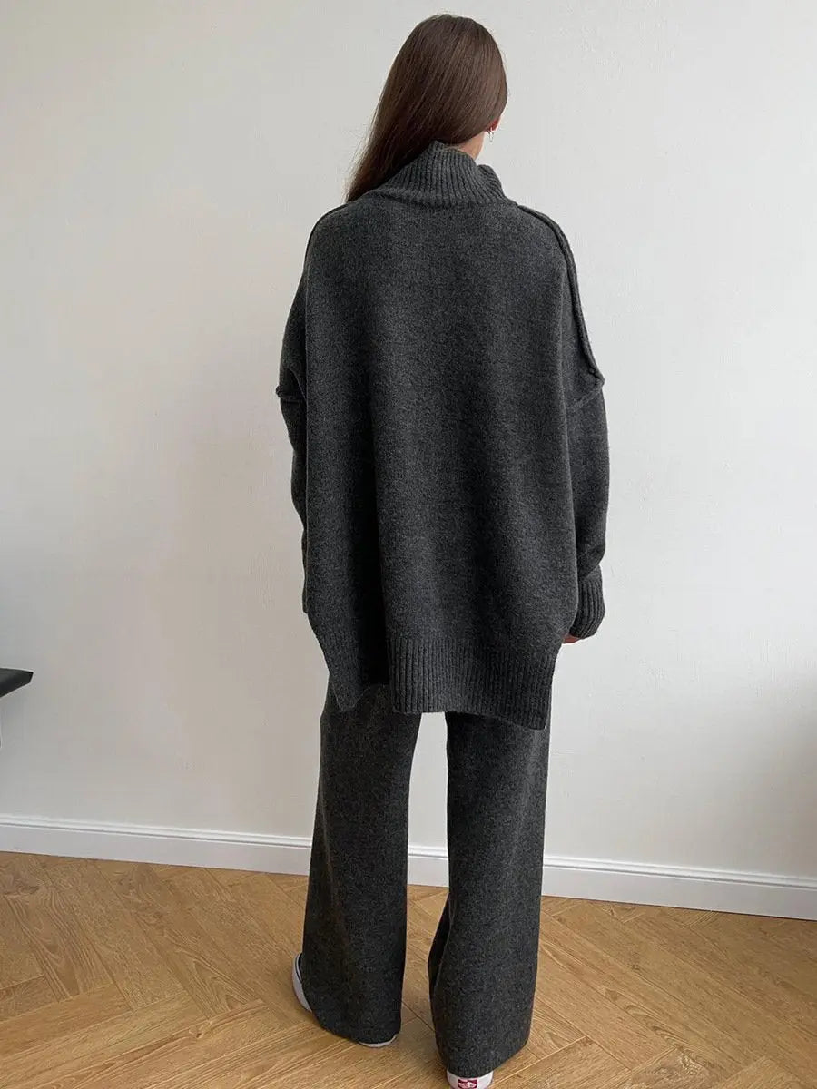 Marina - conjunto de punto mujer jersey cuello alto y pantalón