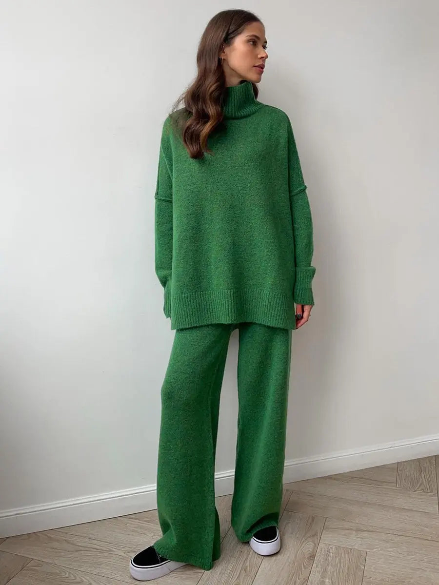 Marina - conjunto de punto mujer jersey cuello alto y pantalón