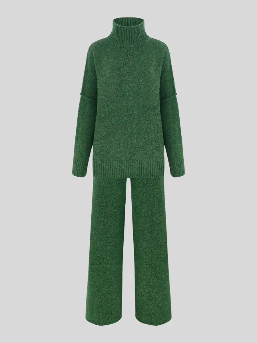 Marina - conjunto de punto mujer jersey cuello alto y pantalón