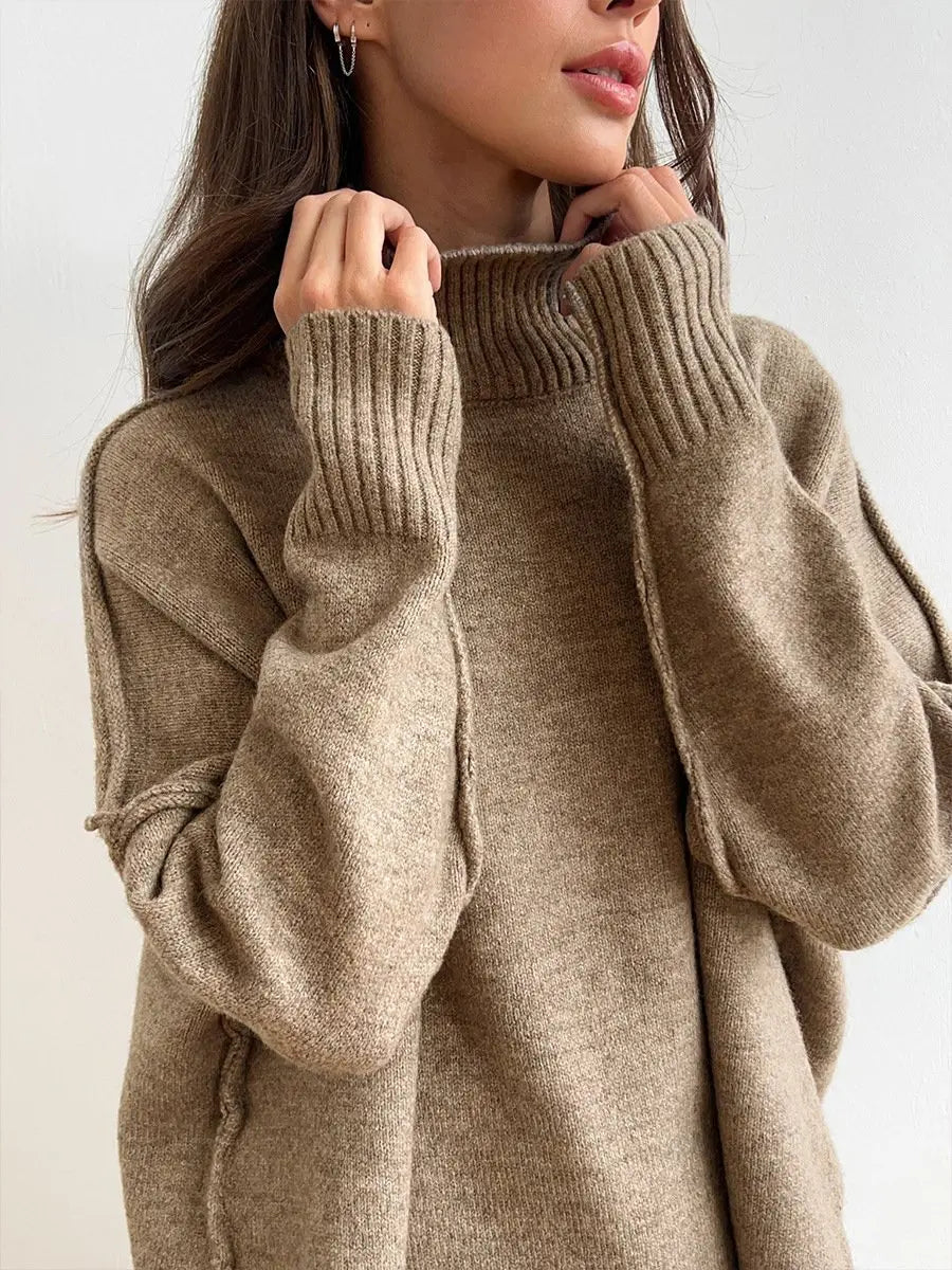 Marina - conjunto de punto mujer jersey cuello alto y pantalón