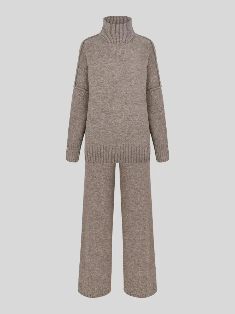 Marina - conjunto de punto mujer jersey cuello alto y pantalón