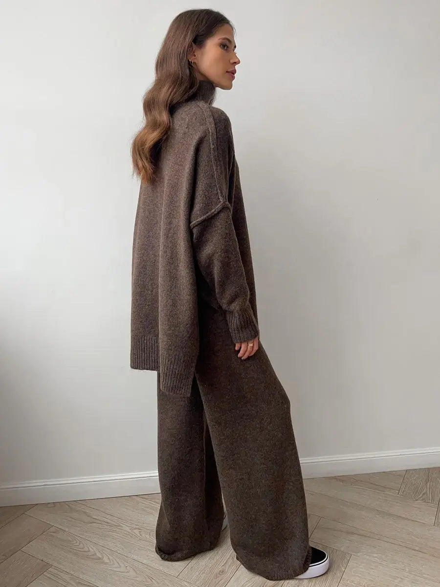 Marina - conjunto de punto mujer jersey cuello alto y pantalón