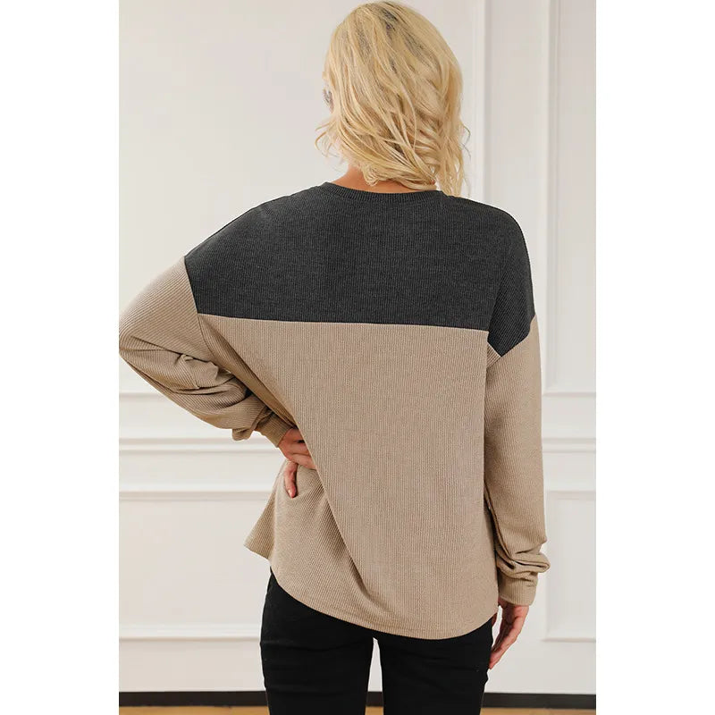 Lucía - Sudadera mujer bicolor con cuello en V
