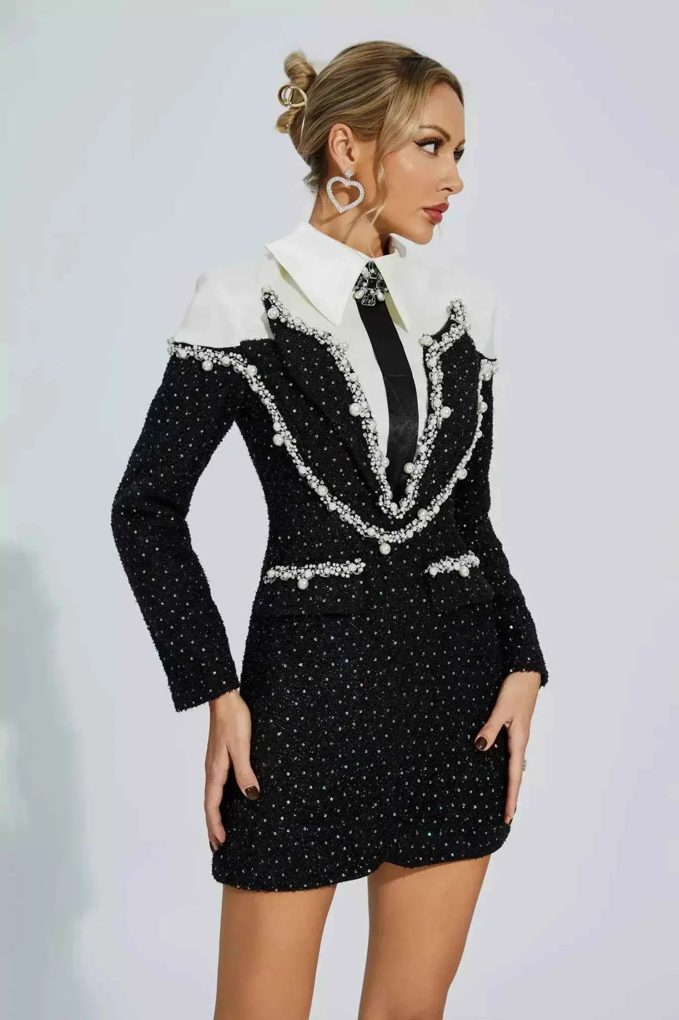 Bianca - Vestido blazer mujer con perlas