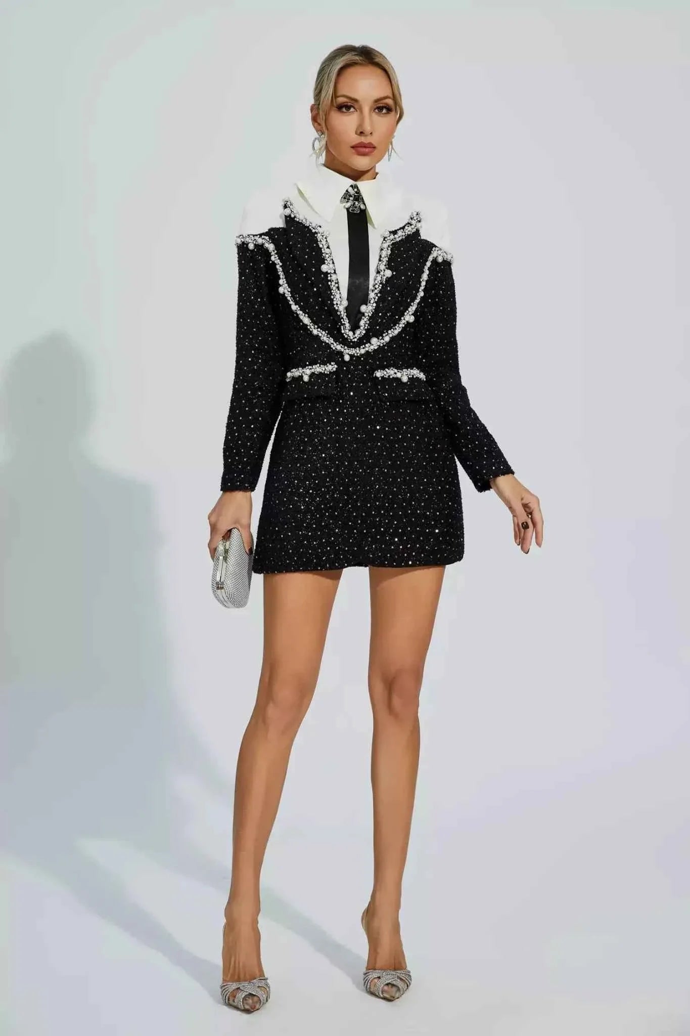 Bianca - Vestido blazer mujer con perlas