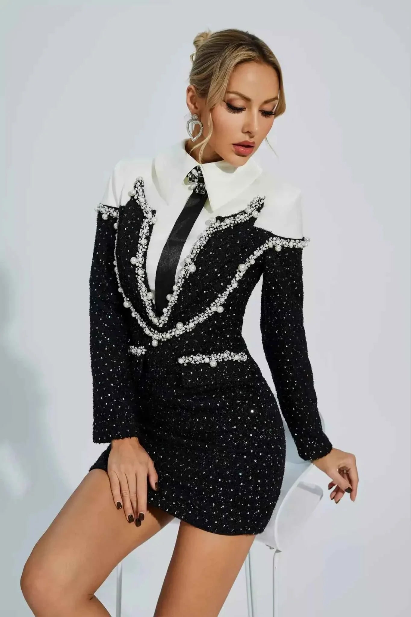 Bianca - Vestido blazer mujer con perlas