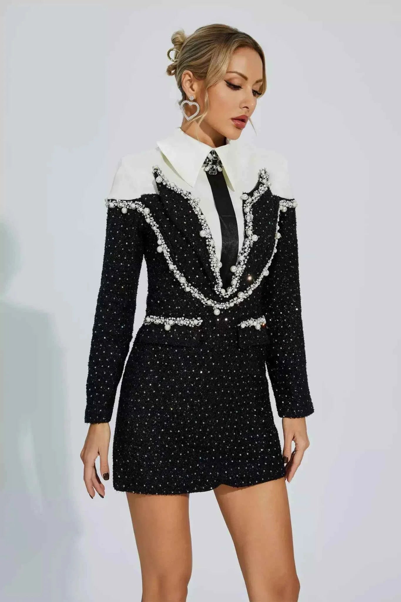 Bianca - Vestido blazer mujer con perlas