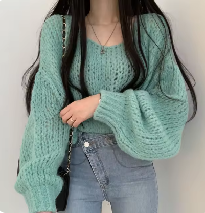 Aríadnel | Suéter de manga farol con cuello redondo