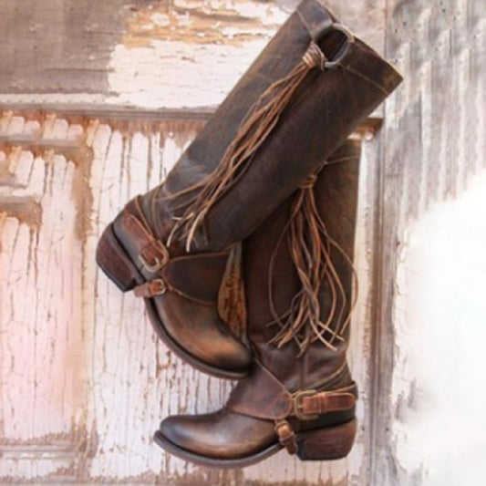 Dakota - Botas de montar de piel con flecos