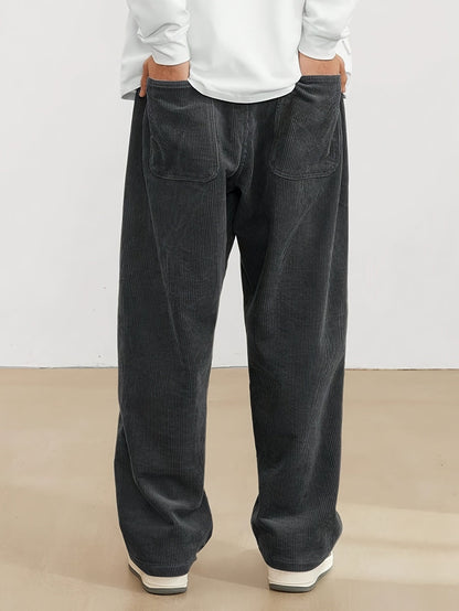 Leo - Pantalón ancho hombre pana casual streetwear