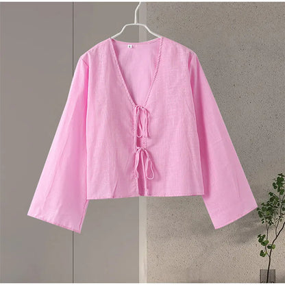 Carmen | Elegante blusa larga con lazo