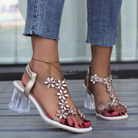 Liana - sandalias florales con tacón en bloque