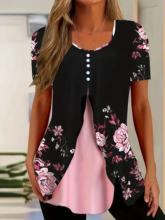 Glaiza - Blusa floral con botones