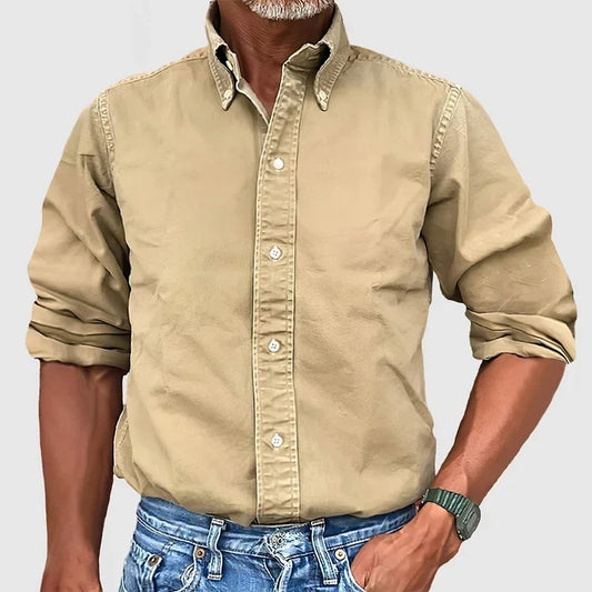 Hugo - Camisa clásica beige con botones