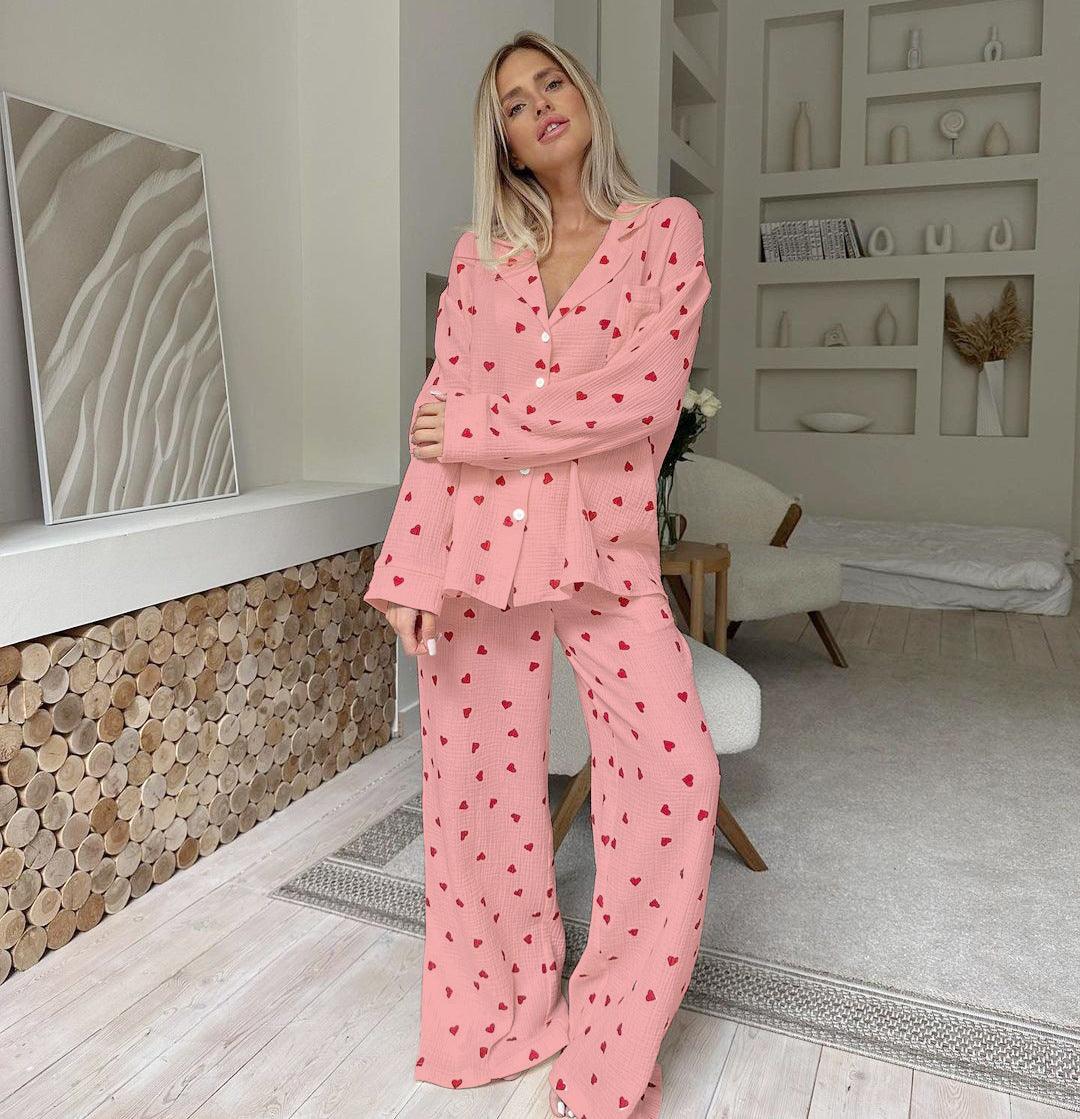 Amelie - Conjunto de pijama con estampado de corazones