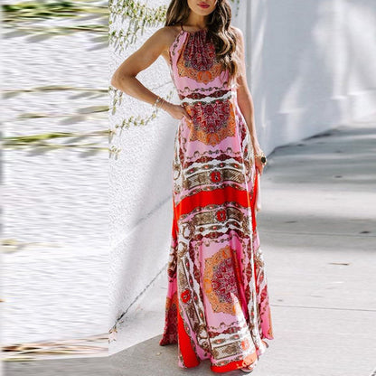 Layla - Maxivestido boho con estampado halter