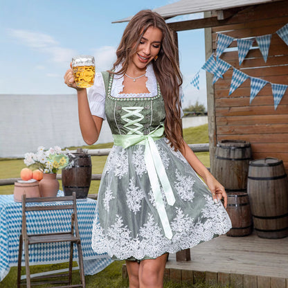 Marlene - vestido dirndl mini con encaje floral