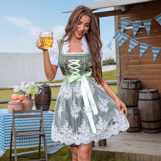 Marlene - vestido dirndl mini con encaje floral