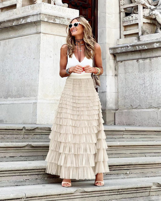 Sabrina - Falda con volantes de malla en capas