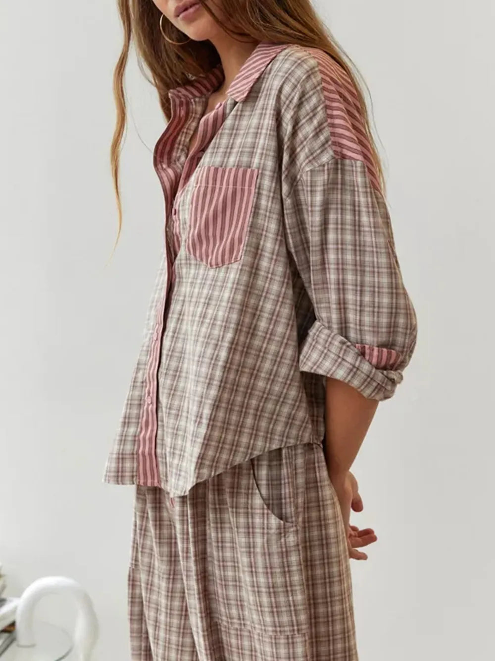 Olivia - Camisa holgada de rayas mixtas