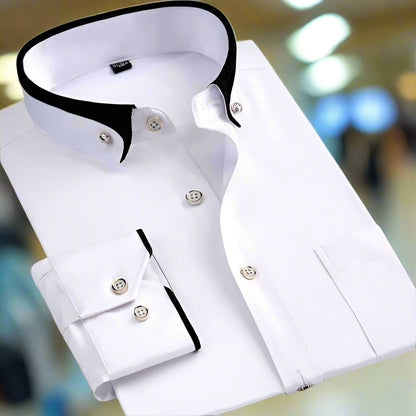 Esteban - Camisa de hombre manga larga con cuello contraste