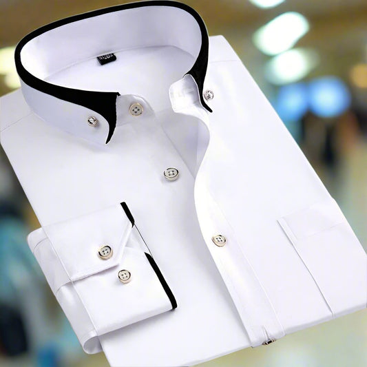 Esteban - Camisa de hombre manga larga con cuello contraste