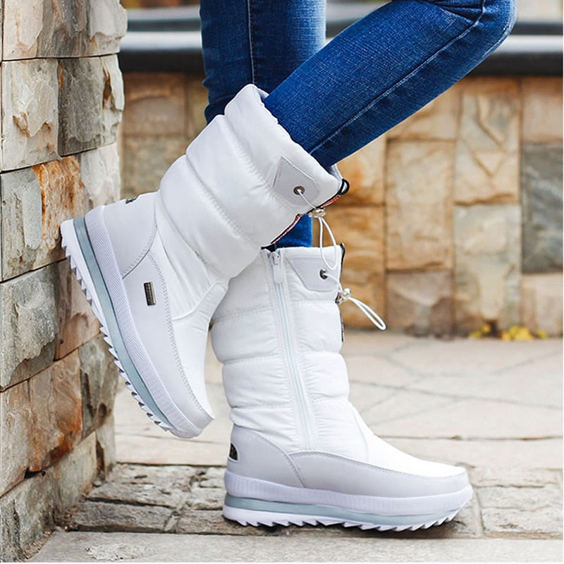 Aurora - Botas de nieve blancas impermeables para mujer modernas y cómodas