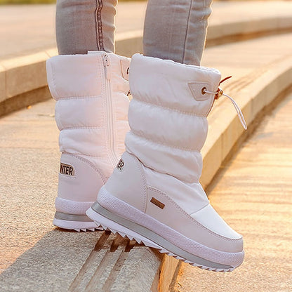 Aurora - Botas de nieve blancas impermeables para mujer modernas y cómodas