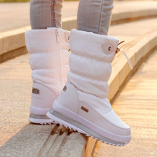 Aurora - Botas de nieve blancas impermeables para mujer modernas y cómodas