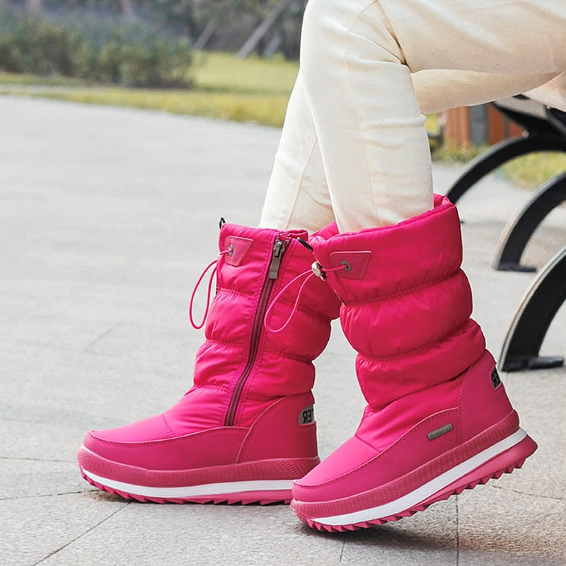 Aurora - Botas de nieve blancas impermeables para mujer modernas y cómodas