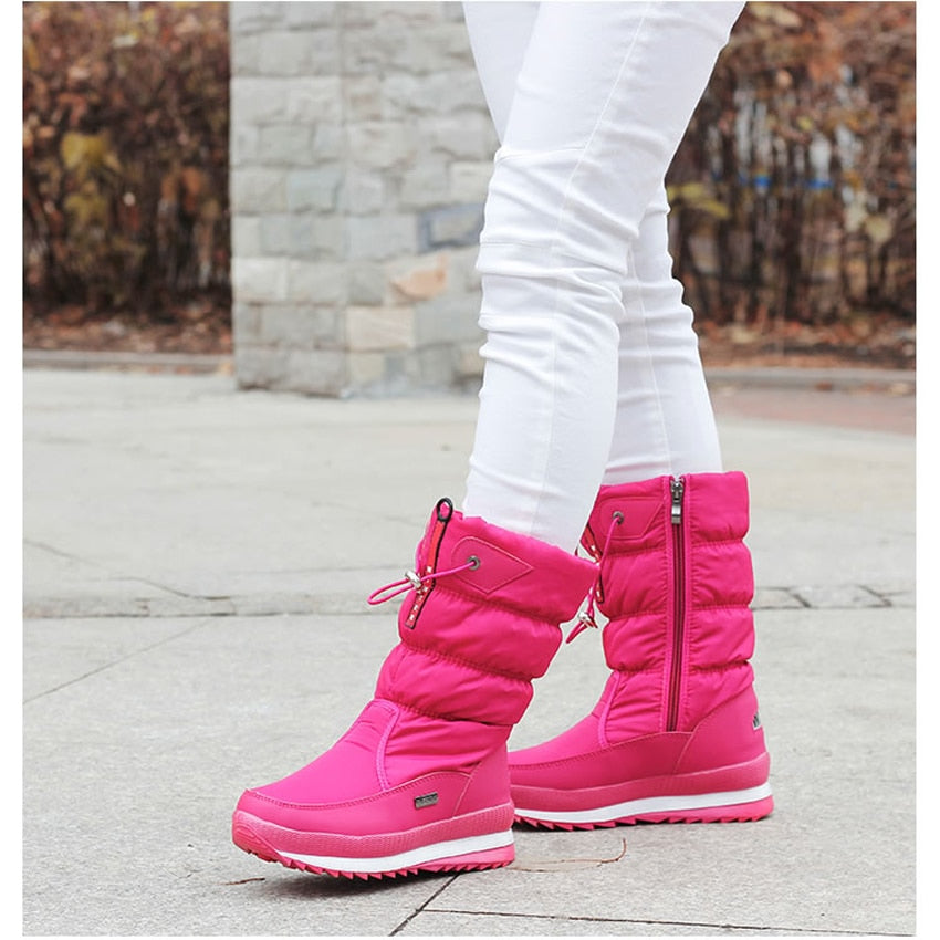 Aurora - Botas de nieve blancas impermeables para mujer modernas y cómodas
