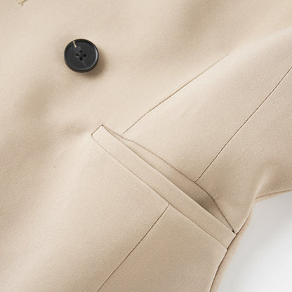 Abryelle | Chaqueta de traje beige sencilla con diseño drapeado