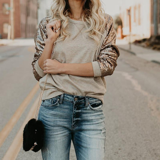 Camri | Camiseta de mujer con lentejuelas de moda para primavera