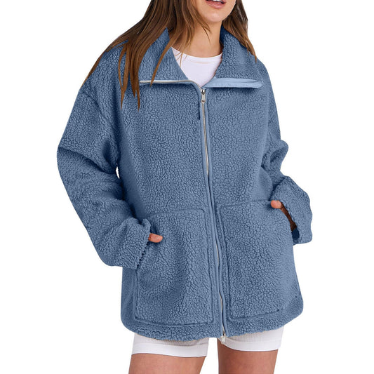 Nora – Chaqueta de mujer Lana de cordero Teddy con cremallera