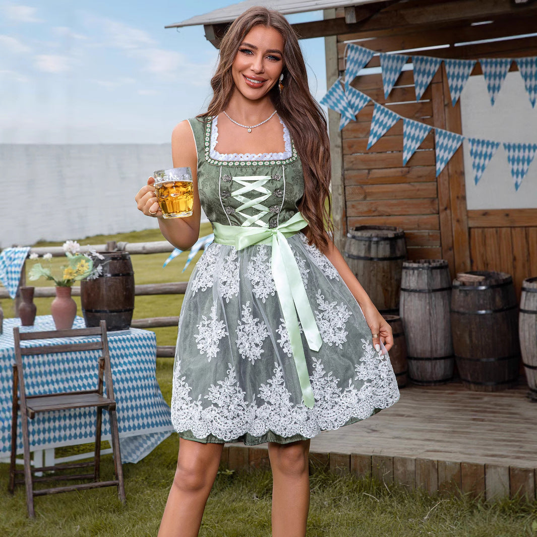 Marlene - vestido dirndl mini con encaje floral