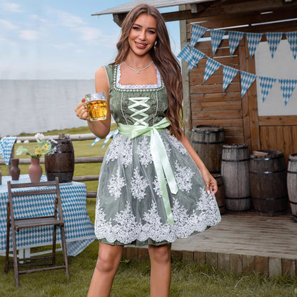 Marlene - vestido dirndl mini con encaje floral