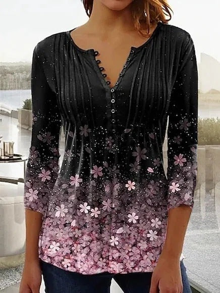 Elena - Blusa floral de manga larga