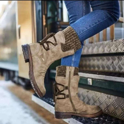 Verónica - Botas de ante con detalle de punto