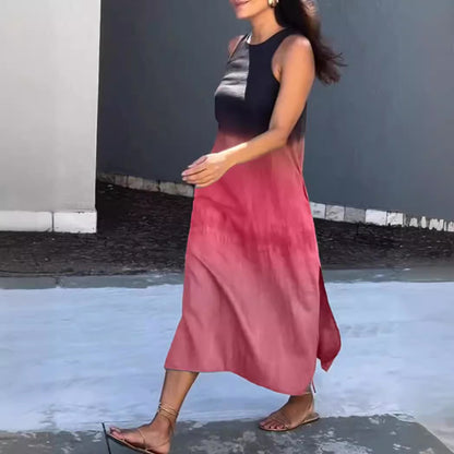 Shiela - Vestido midi degradado sin mangas